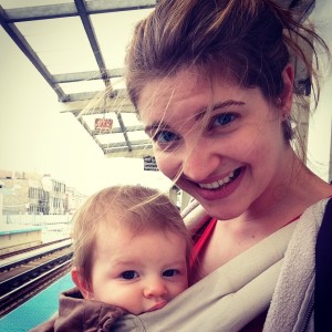 Rowan and I waiting for the el. Can you tell which one of us is more nervous?