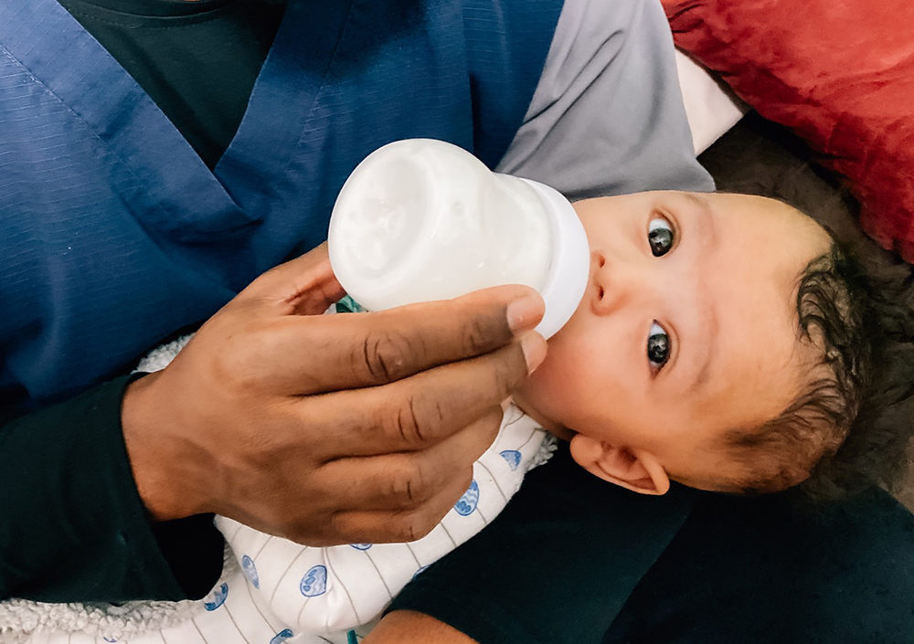 baby with bottle