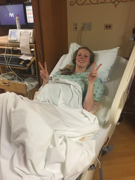 Pre-epidural, pre-water breaking, and doing fine.